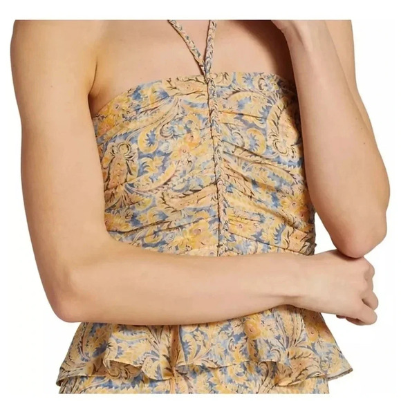 Veronica Beard Arienne Gathered halter neck top - Picture 3 of 12